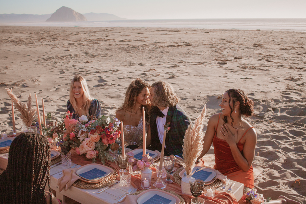 Rachel Christopherson San Luis Obispo Boho Beach Elopement Wedding Party table