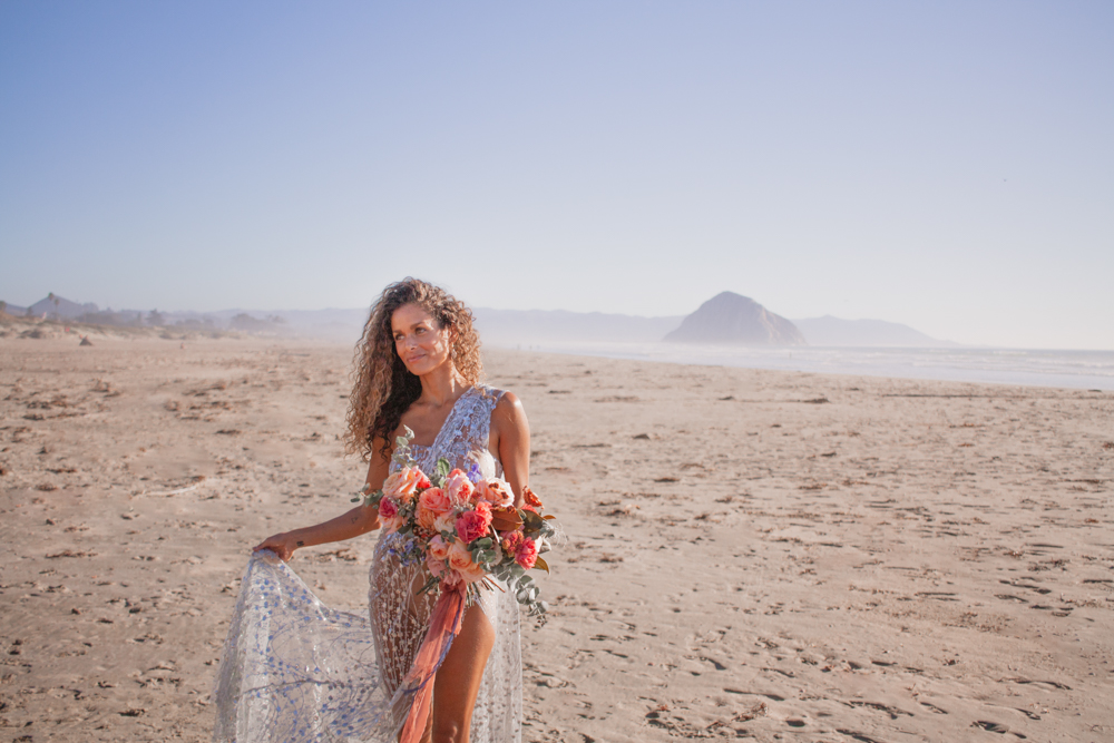 Rachel Christopherson San Luis Obispo Boho Beach Elopement Bridal Portrait session  
