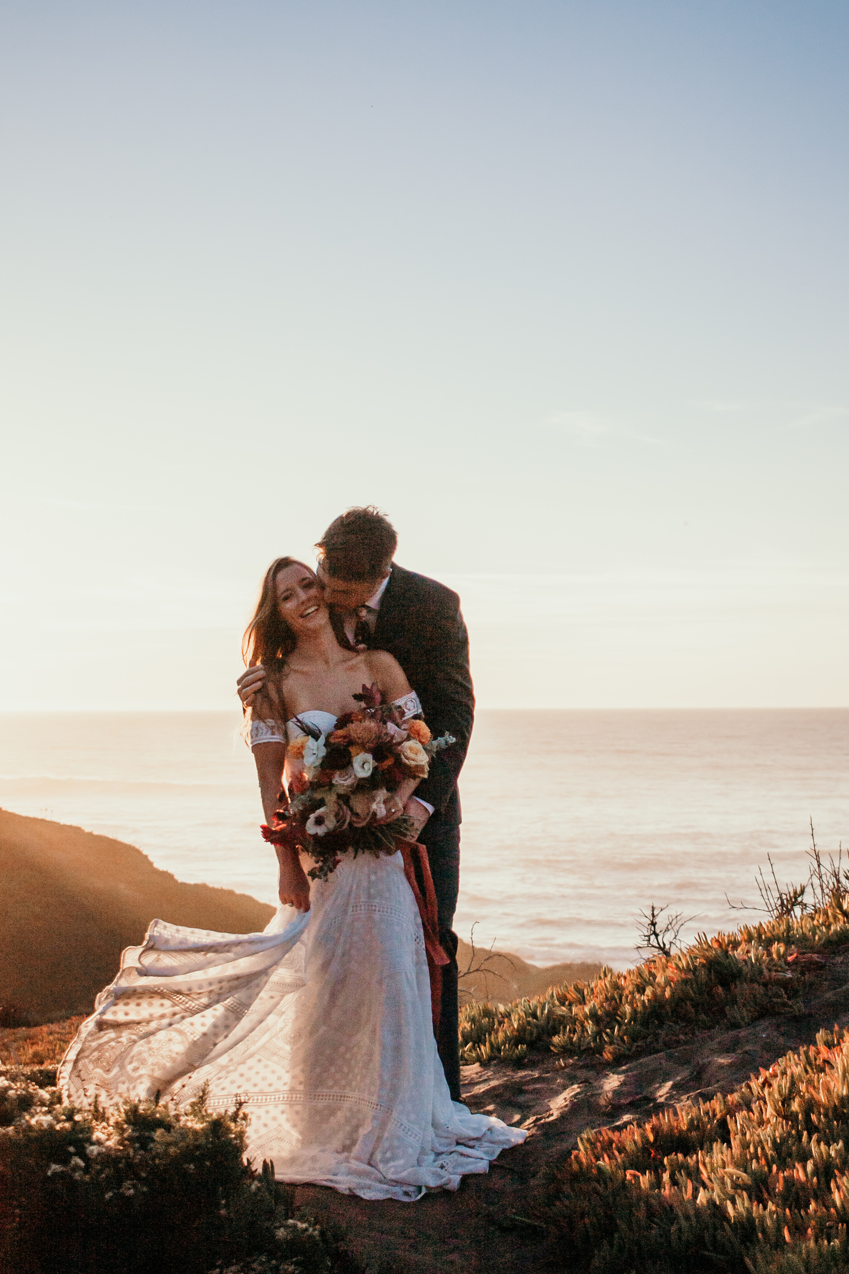 Santa Barbara elopement San Luis Obispo beach elopement Big Sur elopement Santa Barbara boho bride and groom best San Luis Obispo outdoor elopement location California beach elopement boho wedding dress Inspo California coast dream elopement location boho suit for groom boho wedding bouquet best Santa Barbara elopement location beach waves bridal hair Rachel Christopherson photography 