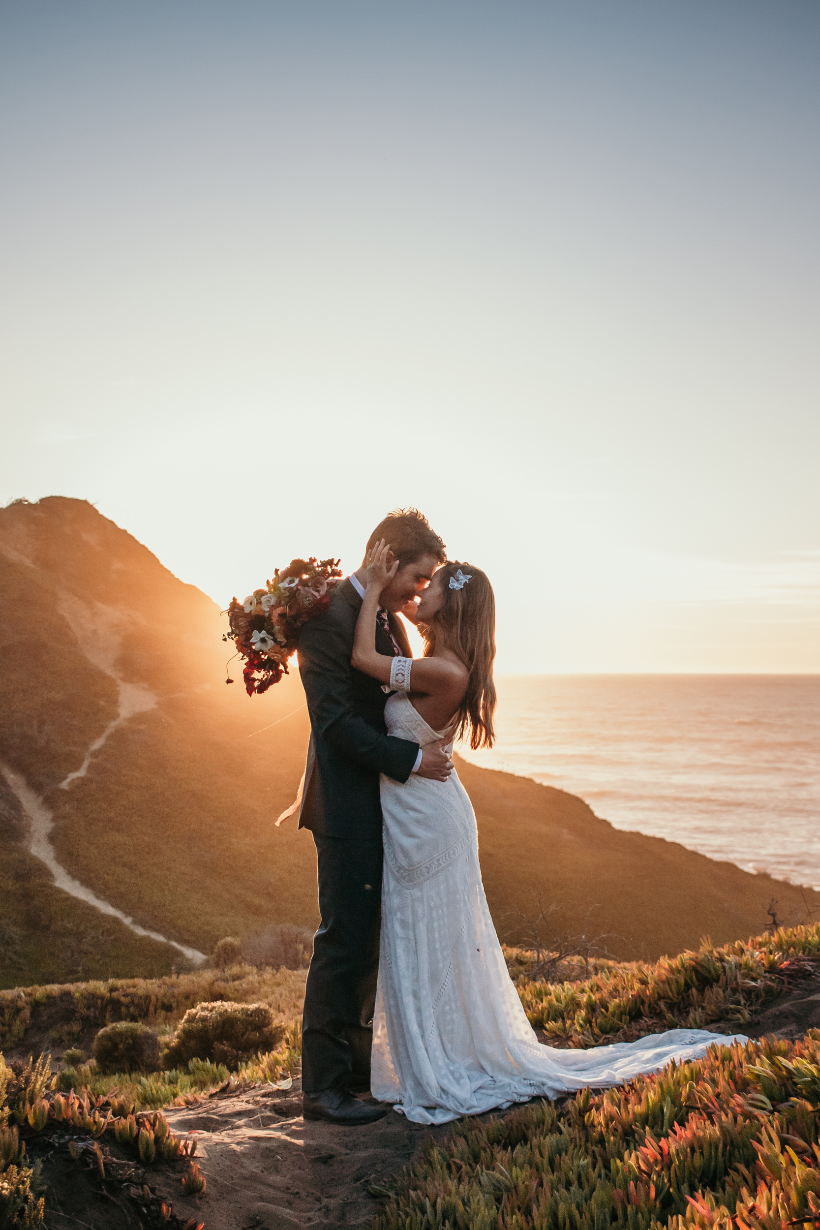 Santa Barbara elopement San Luis Obispo beach elopement Big Sur elopement Santa Barbara boho bride and groom best San Luis Obispo outdoor elopement location California beach elopement boho wedding dress Inspo California coast dream elopement location boho suit for groom boho wedding bouquet best Santa Barbara elopement location beach waves bridal hair Rachel Christopherson photography 