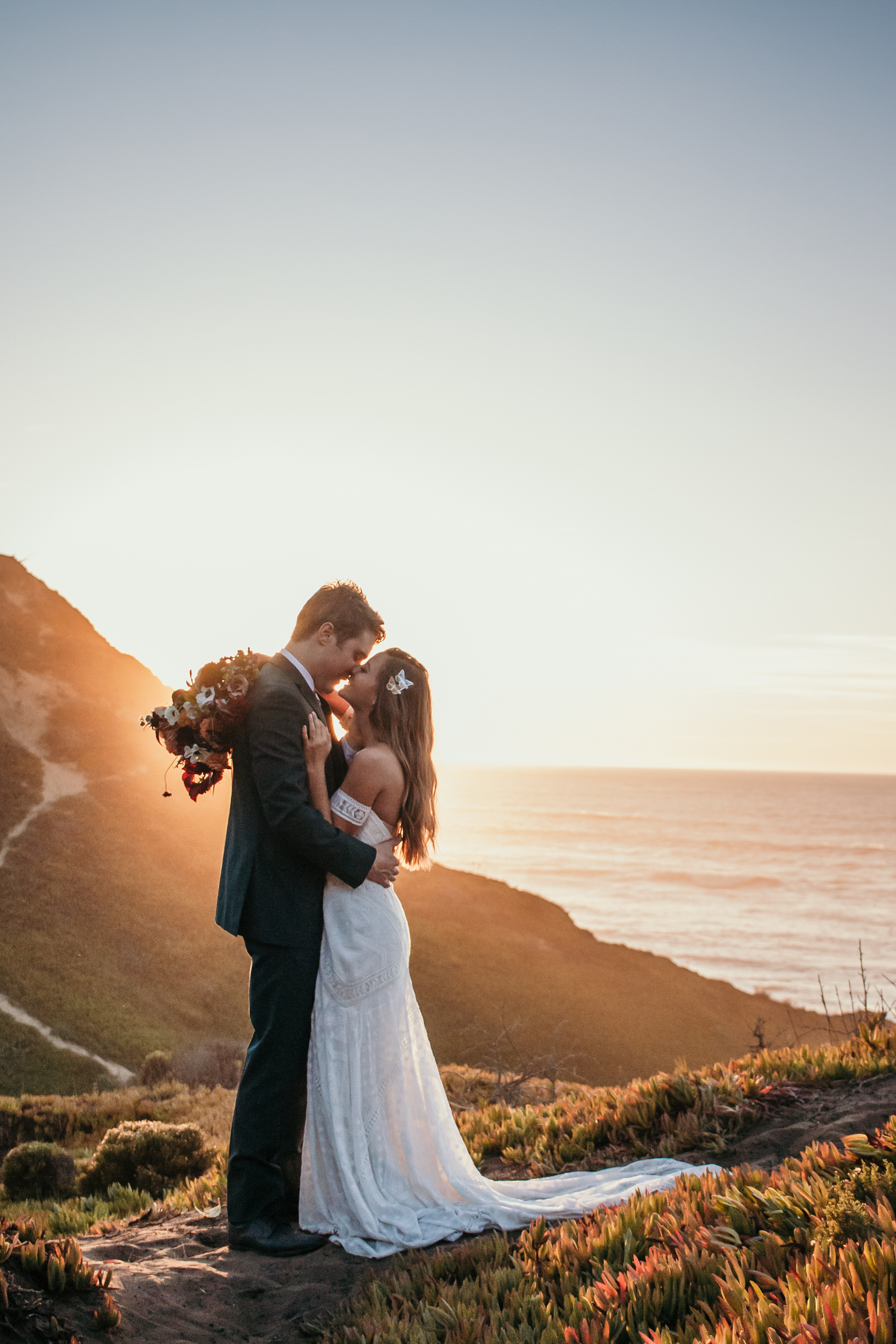 Santa Barbara elopement San Luis Obispo beach elopement Big Sur elopement Santa Barbara boho bride and groom best San Luis Obispo outdoor elopement location California beach elopement boho wedding dress Inspo California coast dream elopement location boho suit for groom boho wedding bouquet best Santa Barbara elopement location beach waves bridal hair Rachel Christopherson photography 