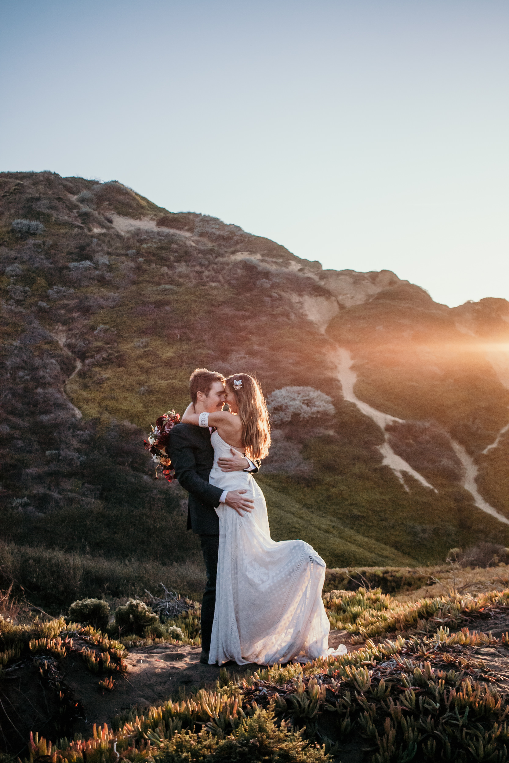 Santa Barbara elopement San Luis Obispo beach elopement Big Sur elopement Santa Barbara boho bride and groom best San Luis Obispo outdoor elopement location California beach elopement boho wedding dress Inspo California coast dream elopement location boho suit for groom boho wedding bouquet best Santa Barbara elopement location beach waves bridal hair Rachel Christopherson photography 