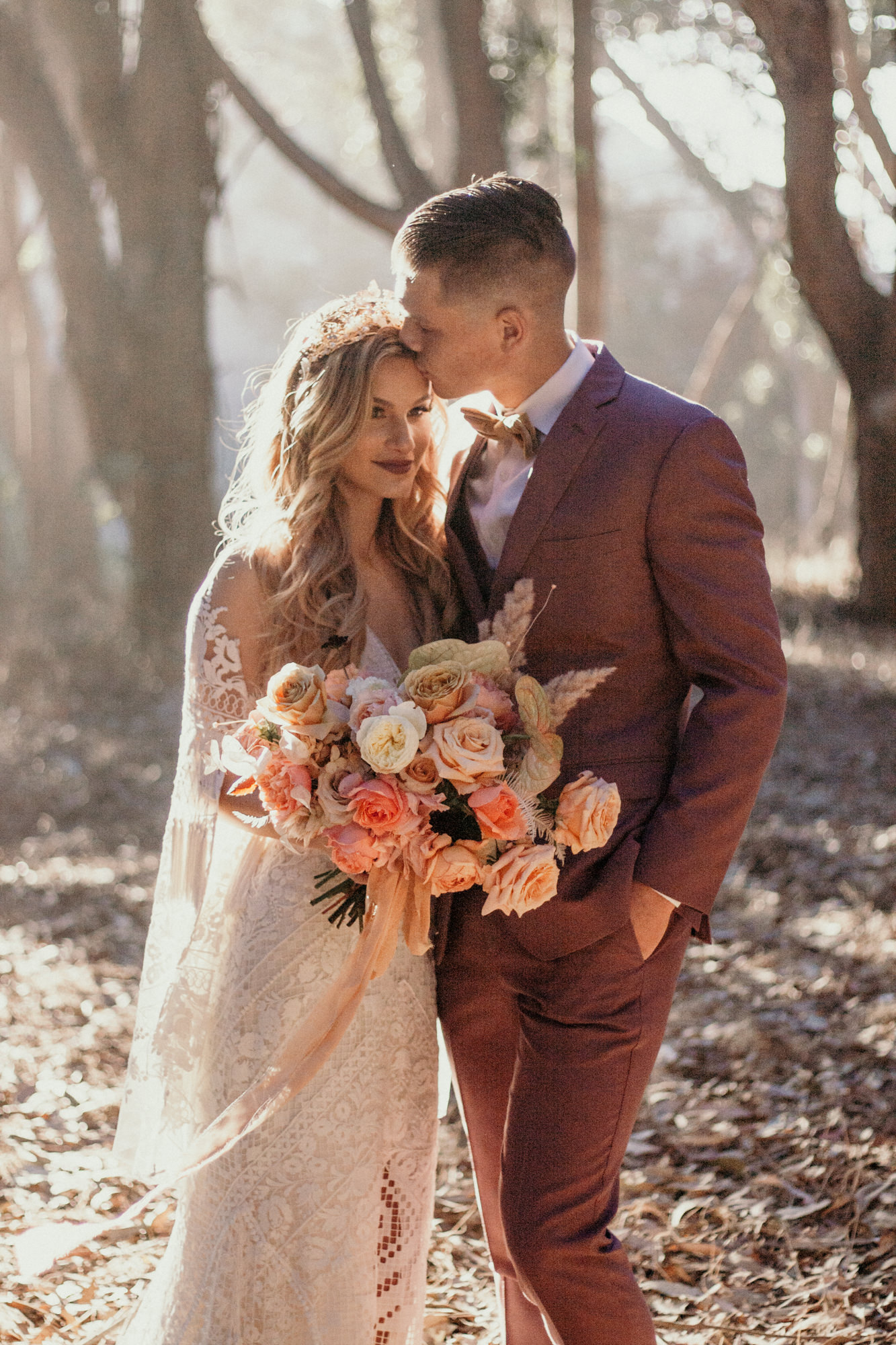 San Luis Obispo elopement Big Sur elopement San Luis Obispo boho bride and groom best San Luis Obispo outdoor elopement location California forest elopement boho wedding dress Inspo California dream elopement location boho suit for groom boho wedding bouquet best San Luis Obispo elopement location bridal tiara SLO elopement Rachel Christopherson photography