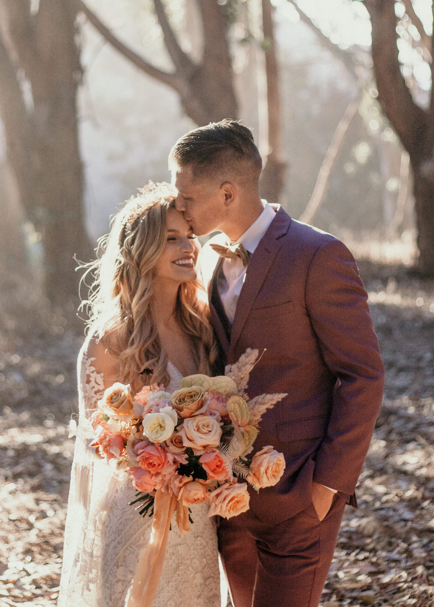 San Luis Obispo elopement Big Sur elopement San Luis Obispo boho bride and groom best San Luis Obispo outdoor elopement location California forest elopement boho wedding dress Inspo California dream elopement location boho suit for groom boho wedding bouquet best San Luis Obispo elopement location bridal tiara SLO elopement Rachel Christopherson photography