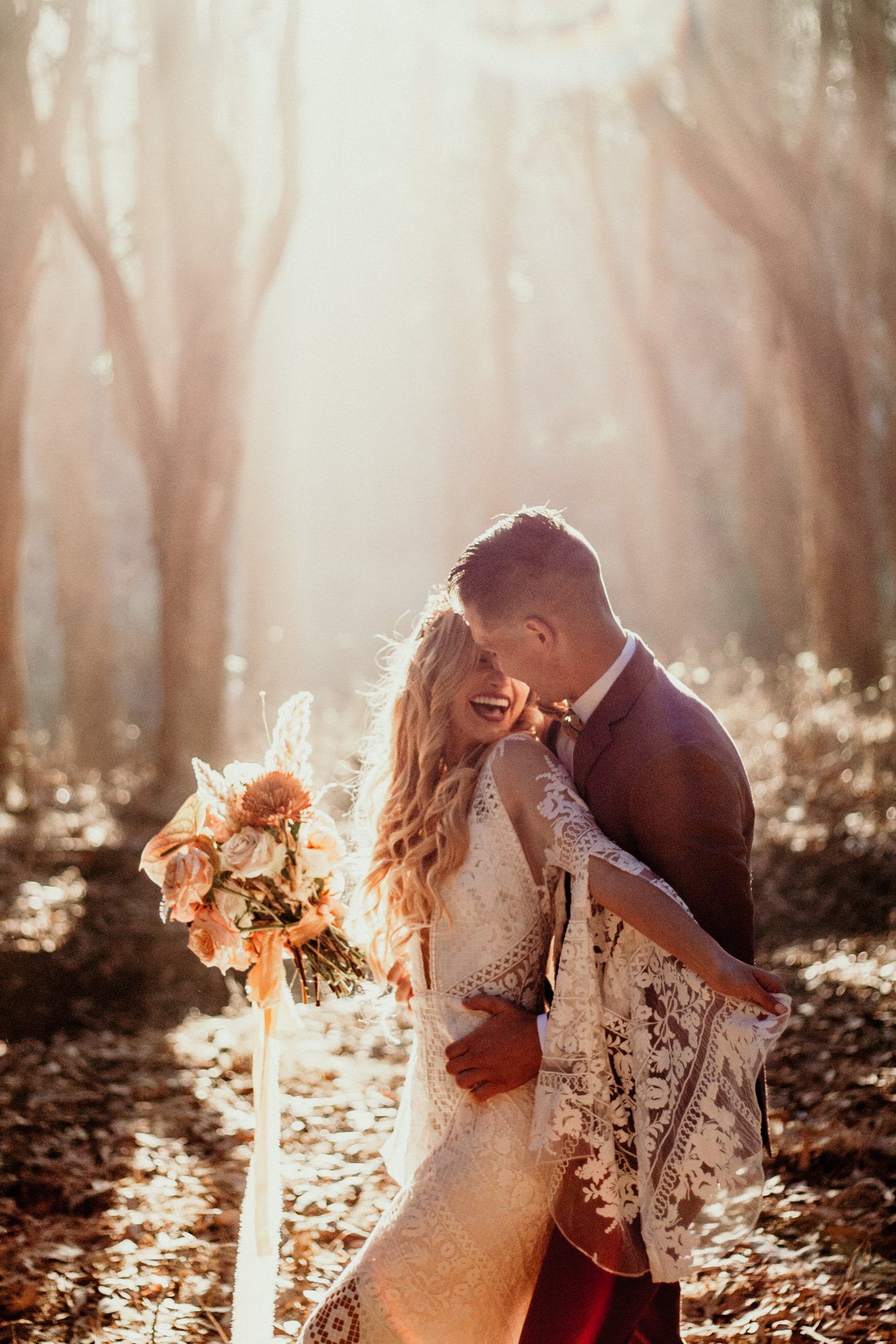 San Luis Obispo elopement Big Sur elopement San Luis Obispo boho bride and groom best San Luis Obispo outdoor elopement location California forest elopement boho wedding dress Inspo California dream elopement location boho suit for groom boho wedding bouquet best San Luis Obispo elopement location bridal tiara SLO elopement Rachel Christopherson photography