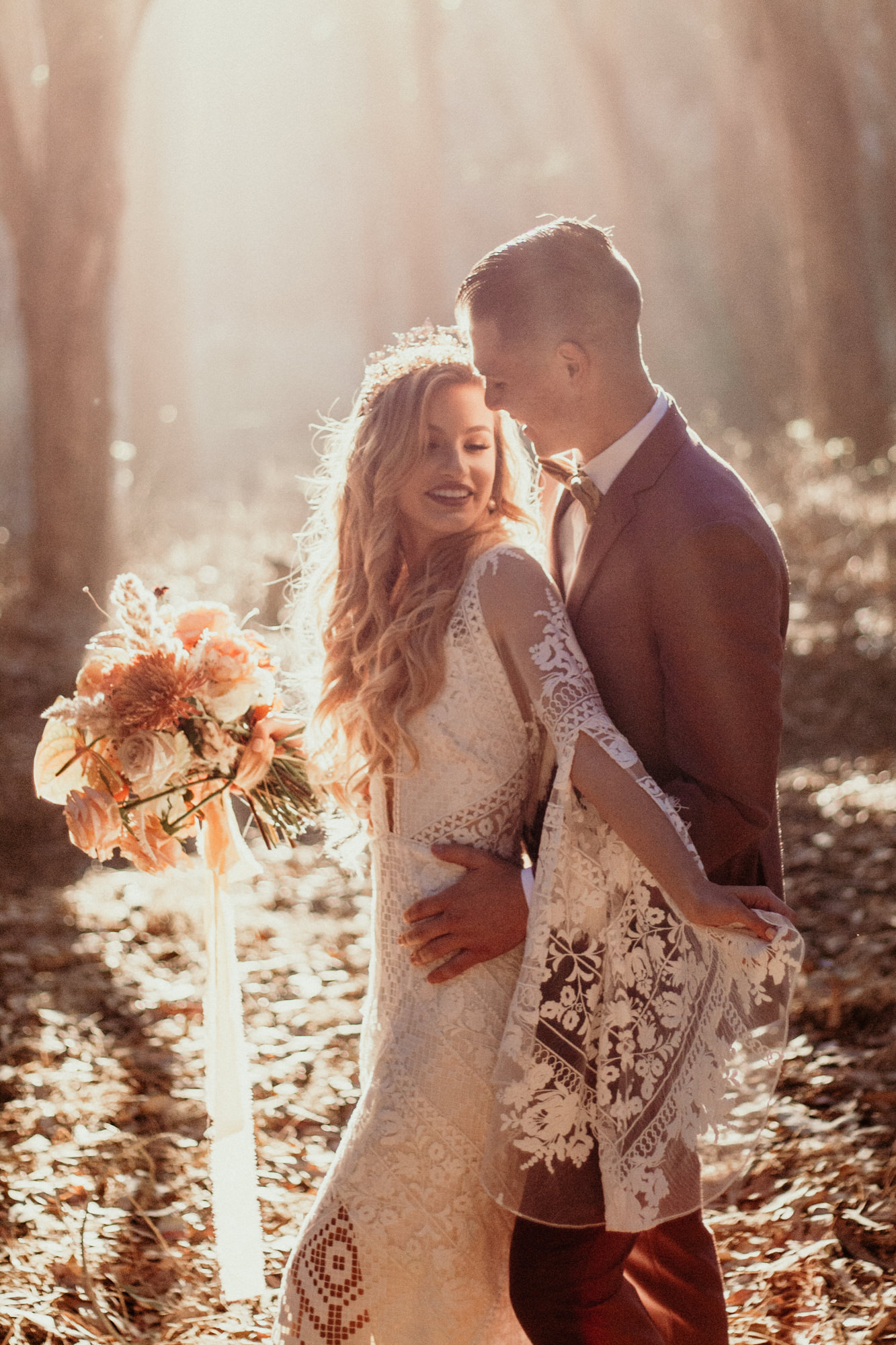 San Luis Obispo elopement Big Sur elopement San Luis Obispo boho bride and groom best San Luis Obispo outdoor elopement location California forest elopement boho wedding dress Inspo California dream elopement location boho suit for groom boho wedding bouquet best San Luis Obispo elopement location bridal tiara SLO elopement Rachel Christopherson photography