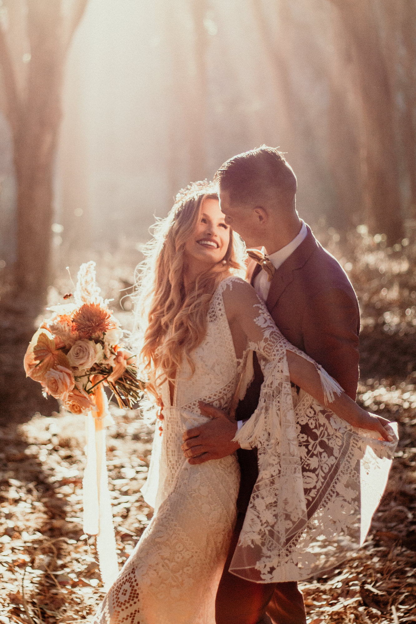 San Luis Obispo elopement Big Sur elopement San Luis Obispo boho bride and groom best San Luis Obispo outdoor elopement location California forest elopement boho wedding dress Inspo California dream elopement location boho suit for groom boho wedding bouquet best San Luis Obispo elopement location bridal tiara SLO elopement Rachel Christopherson photography