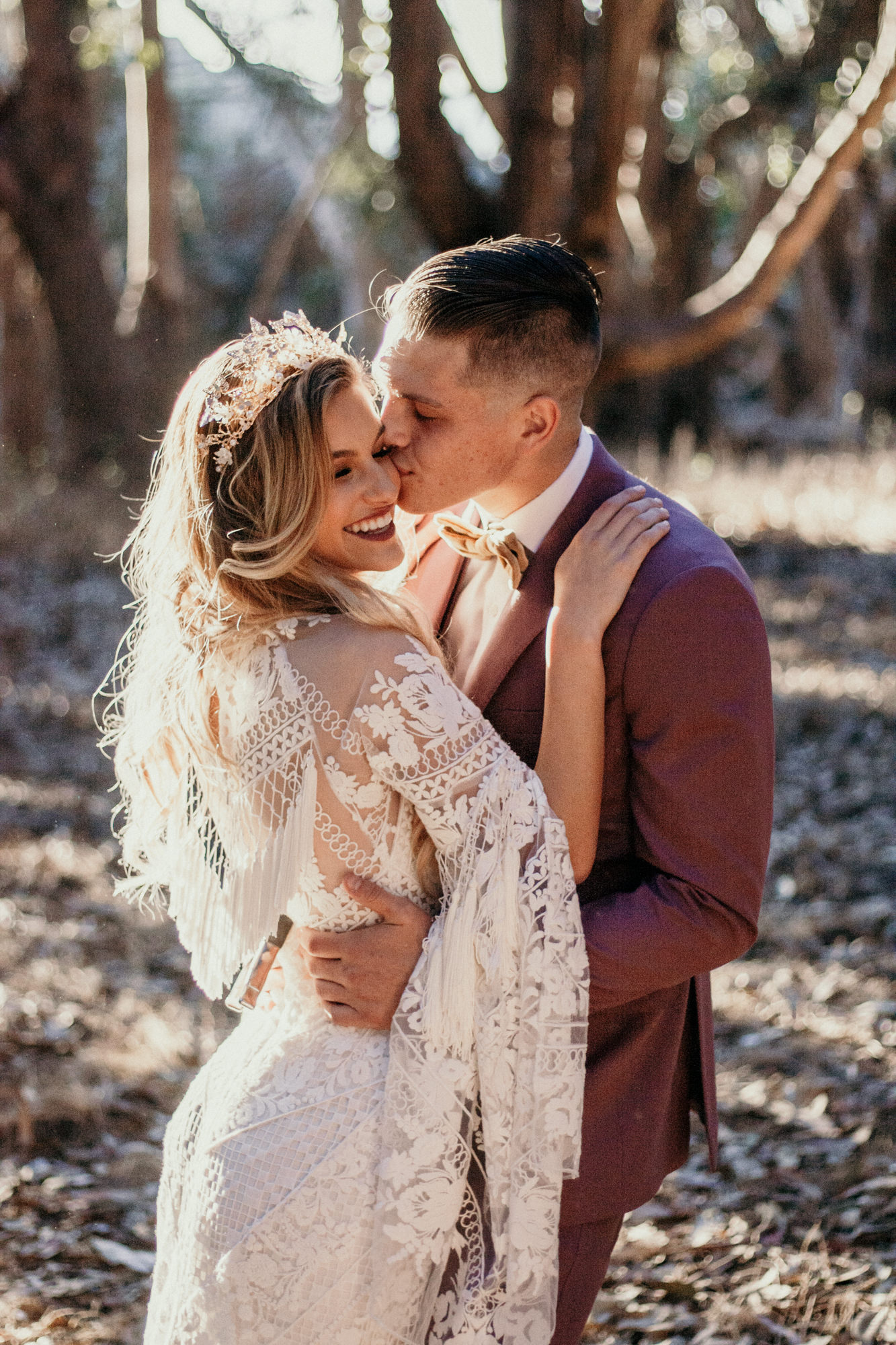 San Luis Obispo elopement Big Sur elopement San Luis Obispo boho bride and groom best San Luis Obispo outdoor elopement location California forest elopement boho wedding dress Inspo California dream elopement location boho suit for groom boho wedding bouquet best San Luis Obispo elopement location bridal tiara SLO elopement Rachel Christopherson photography