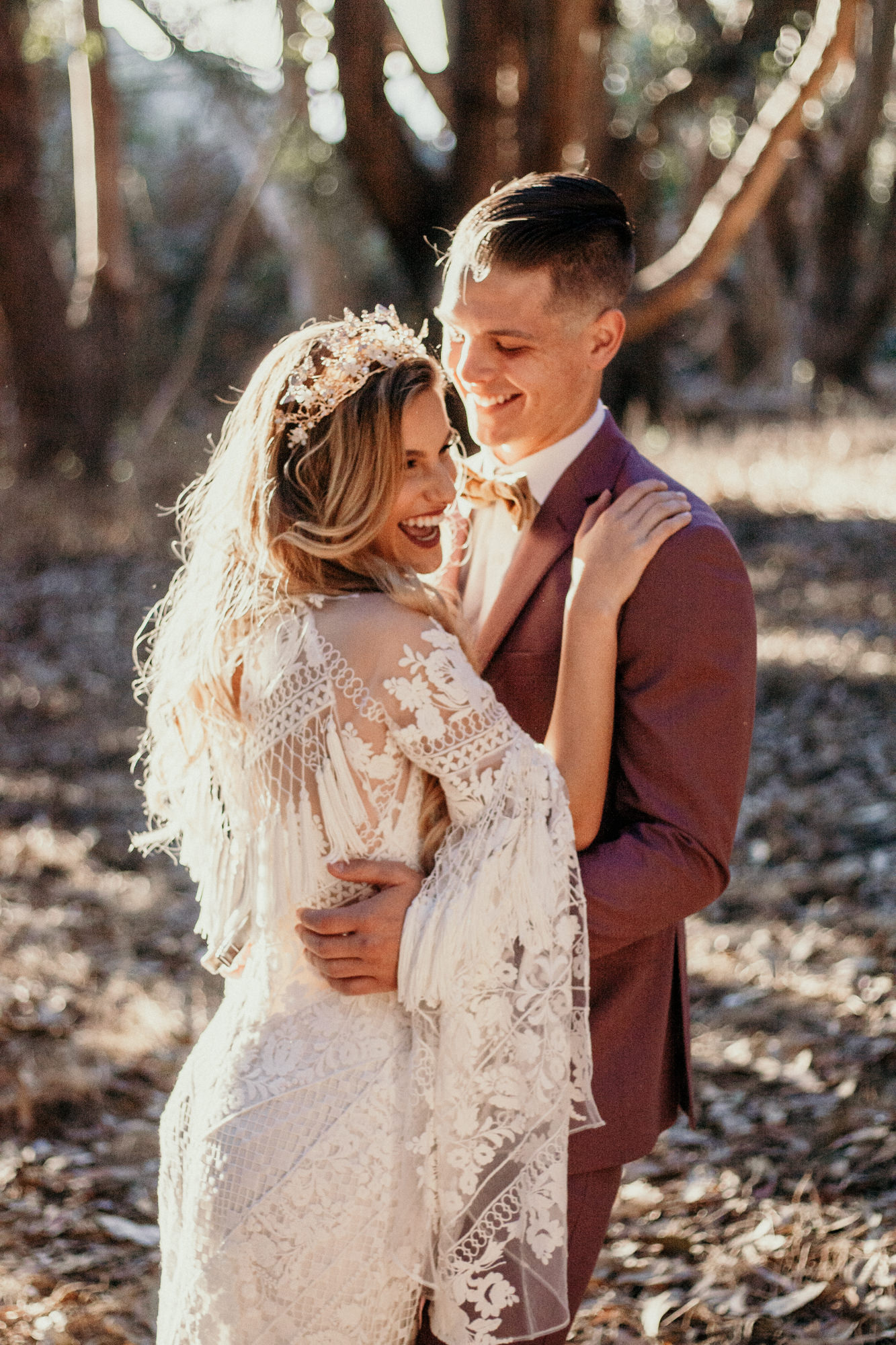 San Luis Obispo elopement Big Sur elopement San Luis Obispo boho bride and groom best San Luis Obispo outdoor elopement location California forest elopement boho wedding dress Inspo California dream elopement location boho suit for groom boho wedding bouquet best San Luis Obispo elopement location bridal tiara SLO elopement Rachel Christopherson photography
