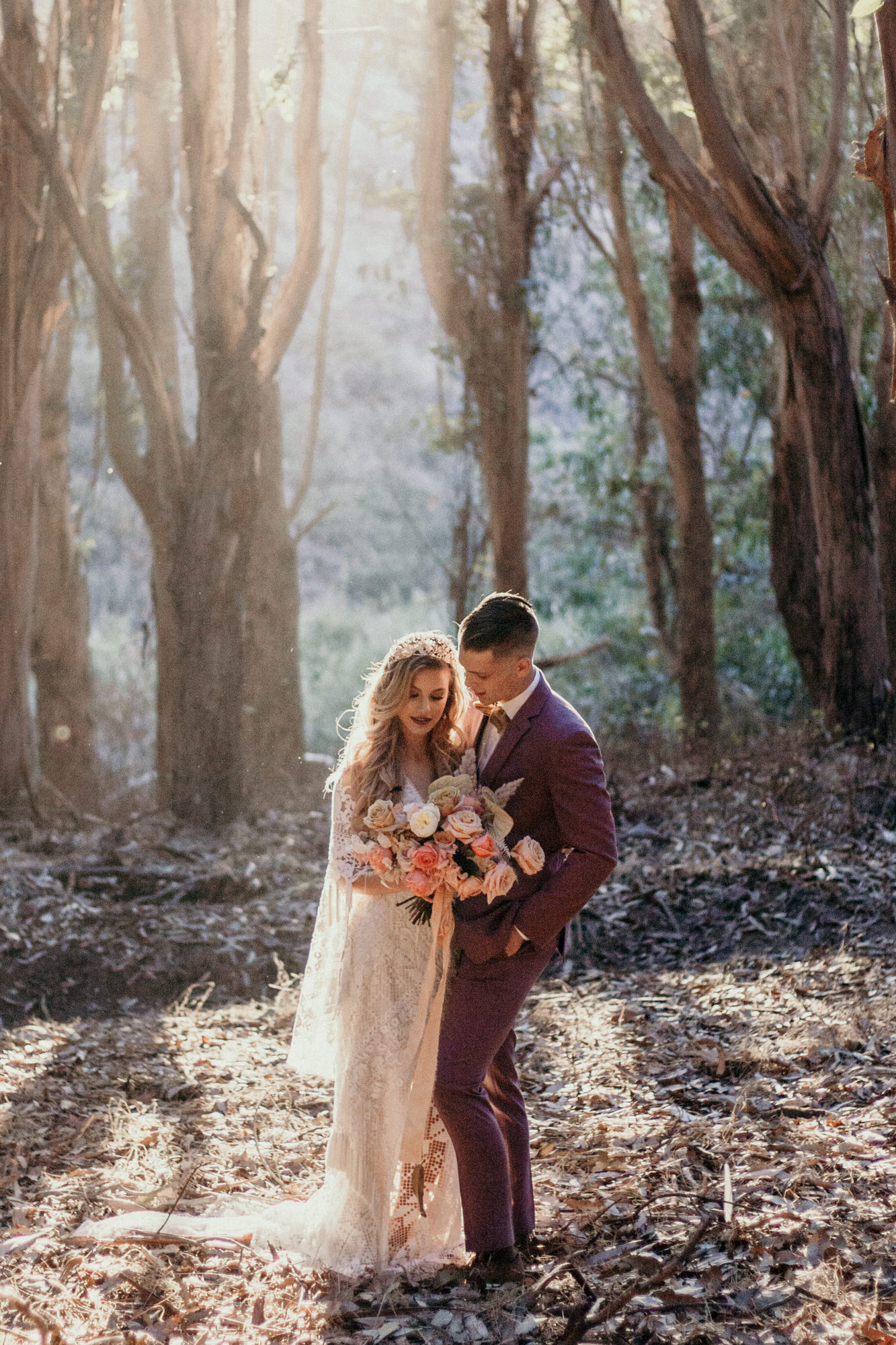 San Luis Obispo elopement Big Sur elopement San Luis Obispo boho bride and groom best San Luis Obispo outdoor elopement location California forest elopement boho wedding dress Inspo California dream elopement location boho suit for groom boho wedding bouquet best San Luis Obispo elopement location bridal tiara SLO elopement Rachel Christopherson photography