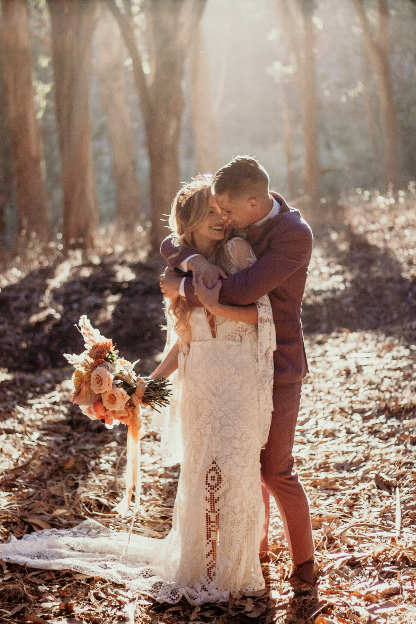 San Luis Obispo elopement Big Sur elopement San Luis Obispo boho bride and groom best San Luis Obispo outdoor elopement location California forest elopement boho wedding dress Inspo California dream elopement location boho suit for groom boho wedding bouquet best San Luis Obispo elopement location bridal tiara SLO elopement Rachel Christopherson photography
