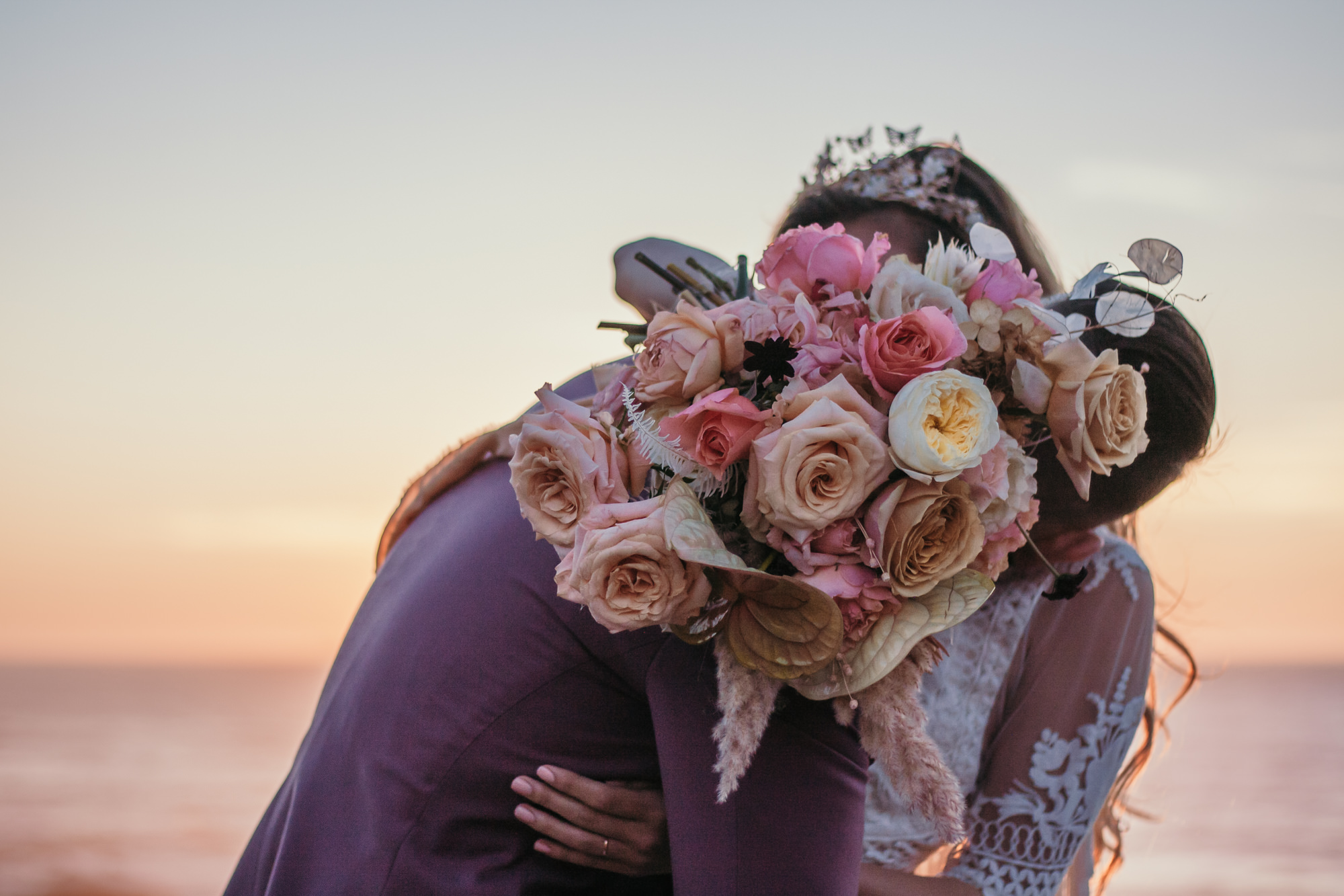 San Luis Obispo beach elopement Big Sur elopement San Luis Obispo boho bride and groom best San Luis Obispo outdoor elopement location California beach elopement boho wedding dress Inspo California dream elopement location boho suit for groom boho wedding bouquet best San Luis Obispo elopement location bridal tiara SLO elopement Rachel Christopherson photography 
