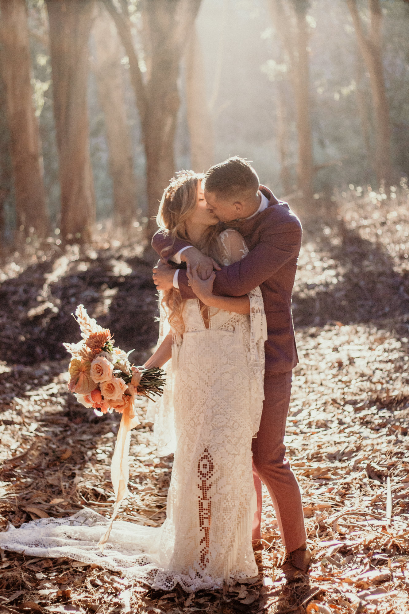 San Luis Obispo elopement Big Sur elopement San Luis Obispo boho bride and groom best San Luis Obispo outdoor elopement location California forest elopement boho wedding dress Inspo California dream elopement location boho suit for groom boho wedding bouquet best San Luis Obispo elopement location bridal tiara SLO elopement Rachel Christopherson photography