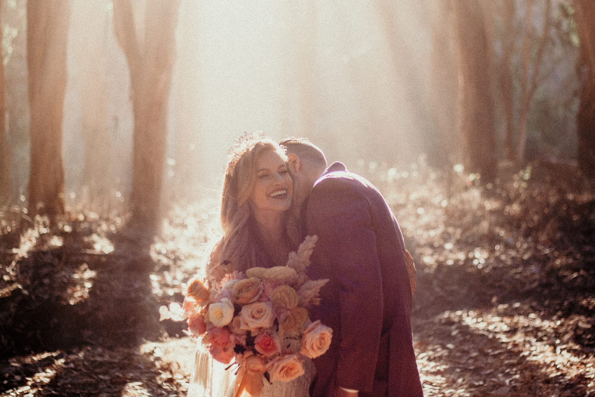 San Luis Obispo elopement Big Sur elopement San Luis Obispo boho bride and groom best San Luis Obispo outdoor elopement location California forest elopement boho wedding dress Inspo California dream elopement location boho suit for groom boho wedding bouquet best San Luis Obispo elopement location bridal tiara SLO elopement Rachel Christopherson photography