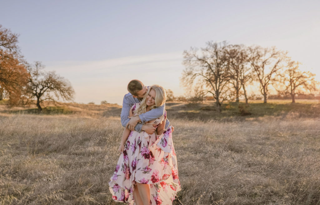 Rachel Christopherson Sacramento California Engagement Cheek Kiss Sunset