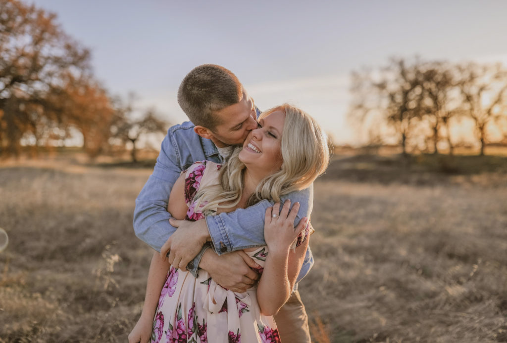 Rachel Christopherson Sacramento California Engagement Cheek Kiss Close Up