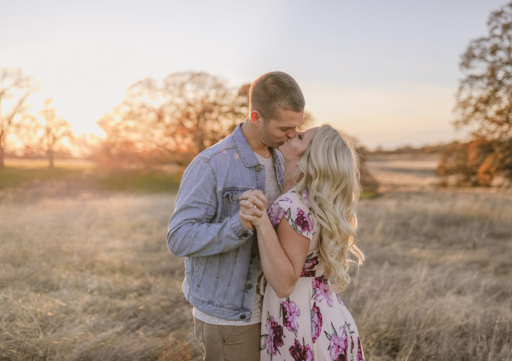 Rachel Christopherson Sacramento California Engagement Dance Kiss Sunset