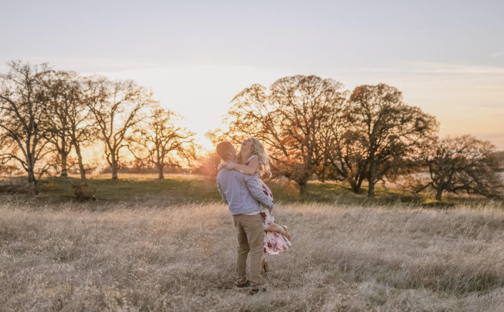 Rachel Christopherson Sacramento California Engagement Close Up Sunset lift laughter