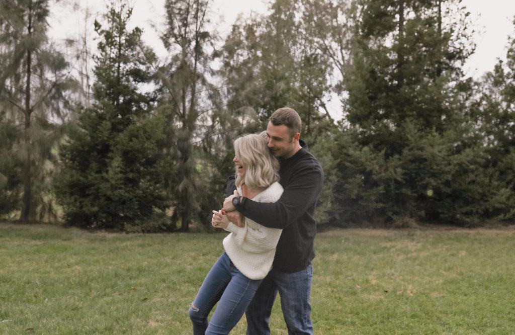 Rachel Christopherson Sacramento California Fall Winter Engagement Session Laughter Lift