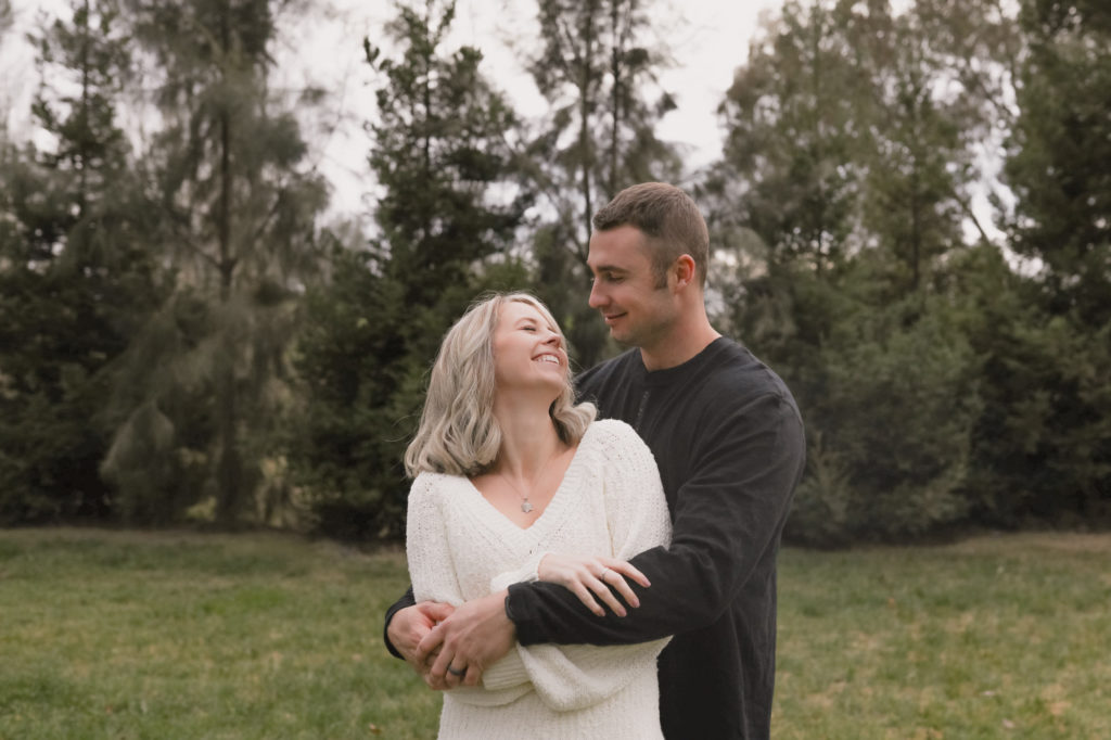 Rachel Christopherson Sacramento California Fall Winter Engagement Session Hugging