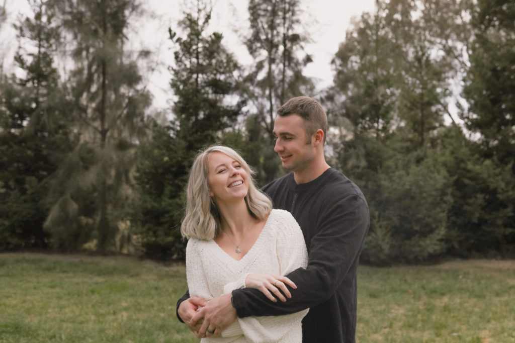 Rachel Christopherson Sacramento California Fall Winter Engagement Session Hugging smile