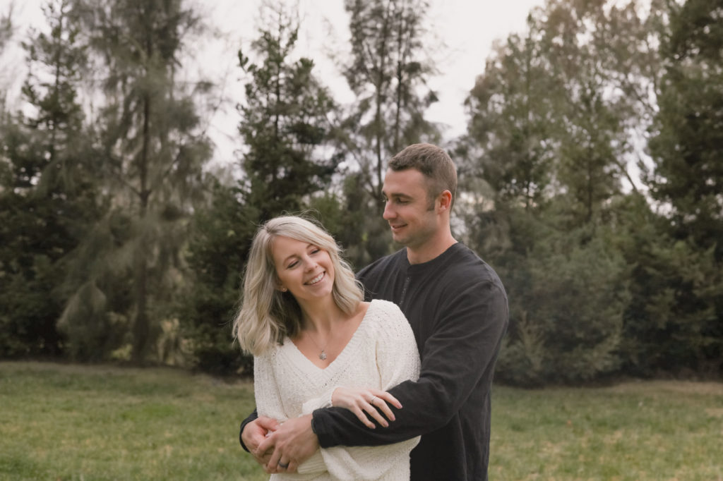 Rachel Christopherson Sacramento California Fall Winter Engagement Session Hug smile