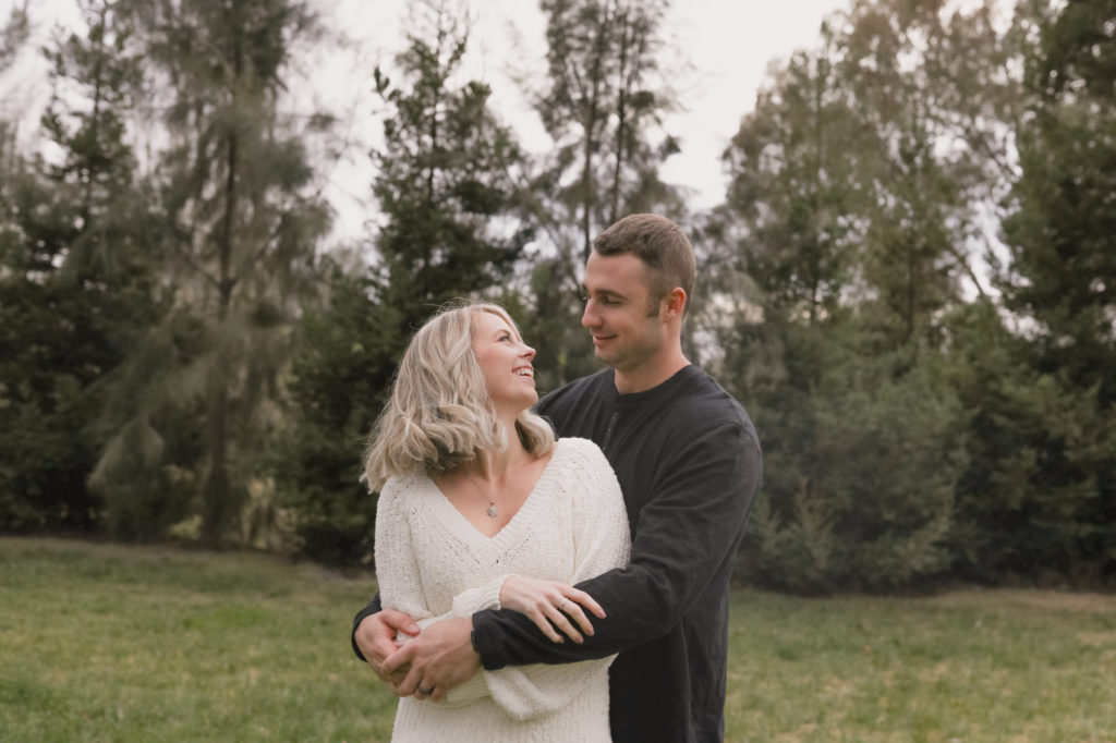Rachel Christopherson Sacramento California Fall Winter Engagement Session Hug happy