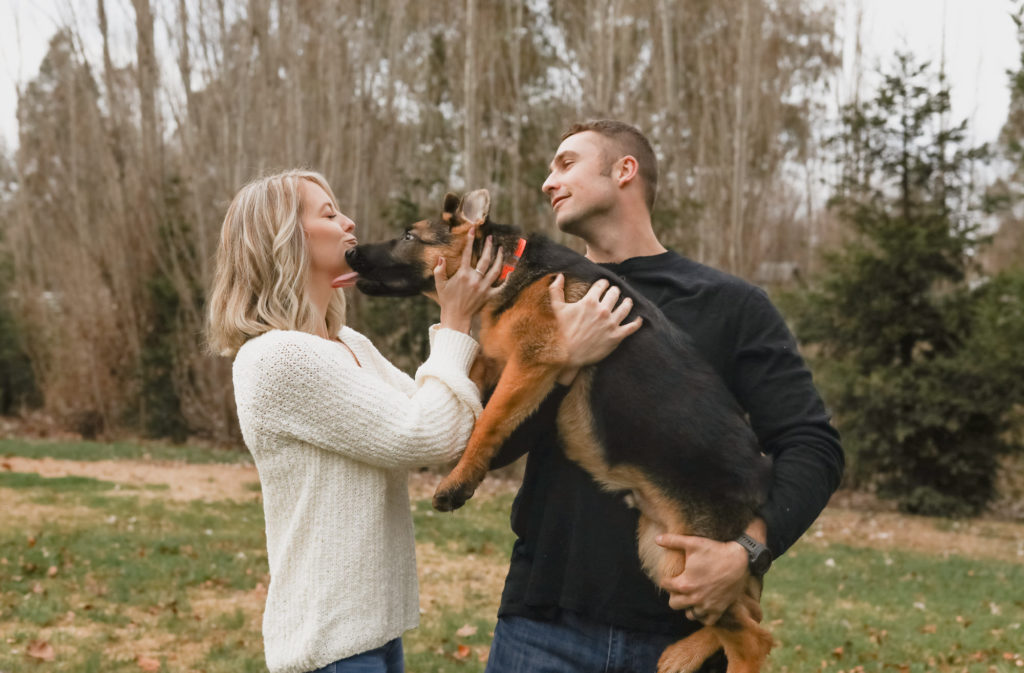 Rachel Christopherson Sacramento California Fall Winter Engagement Session Puppy Kiss