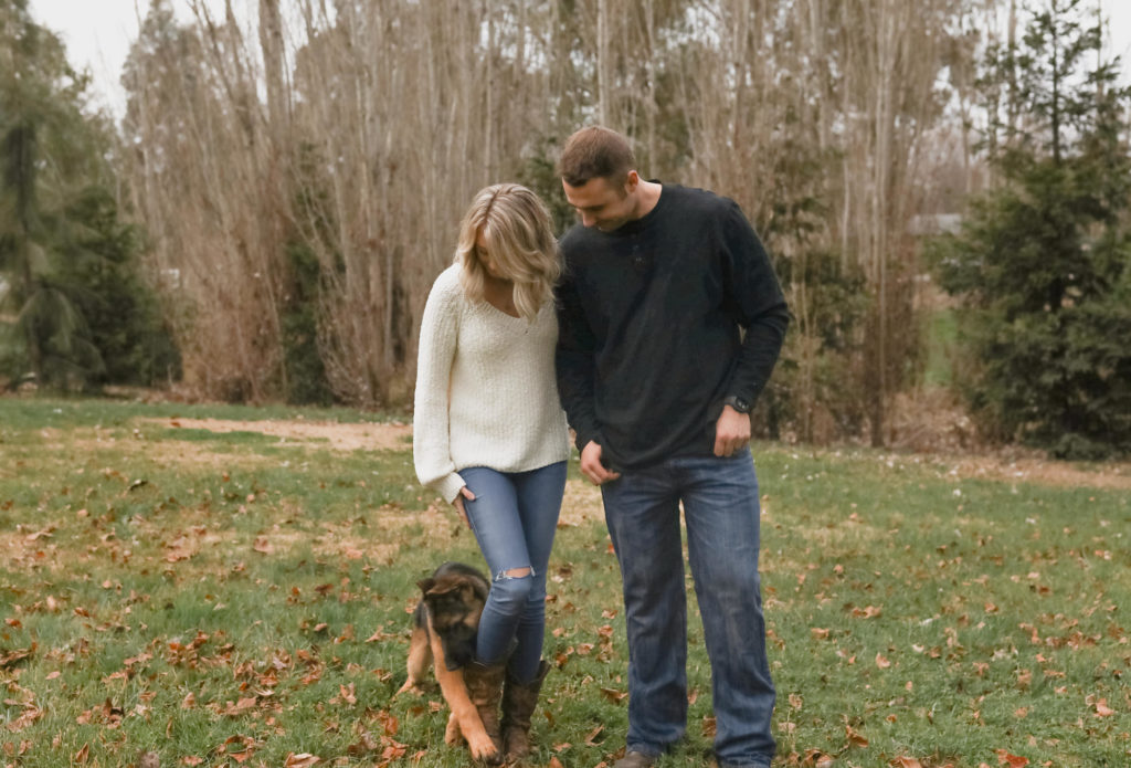 Rachel Christopherson Sacramento California Fall Winter Engagement Session Puppy Pose