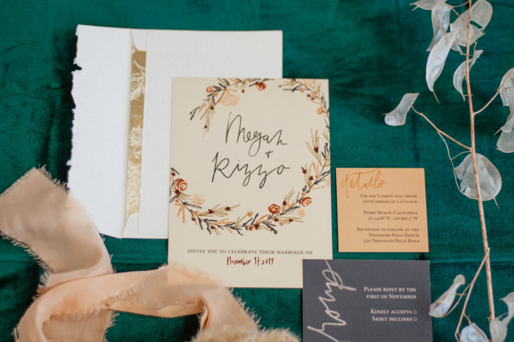 Rachel Christopherson San Luis Obispo Boho Beach Wedding Invitations