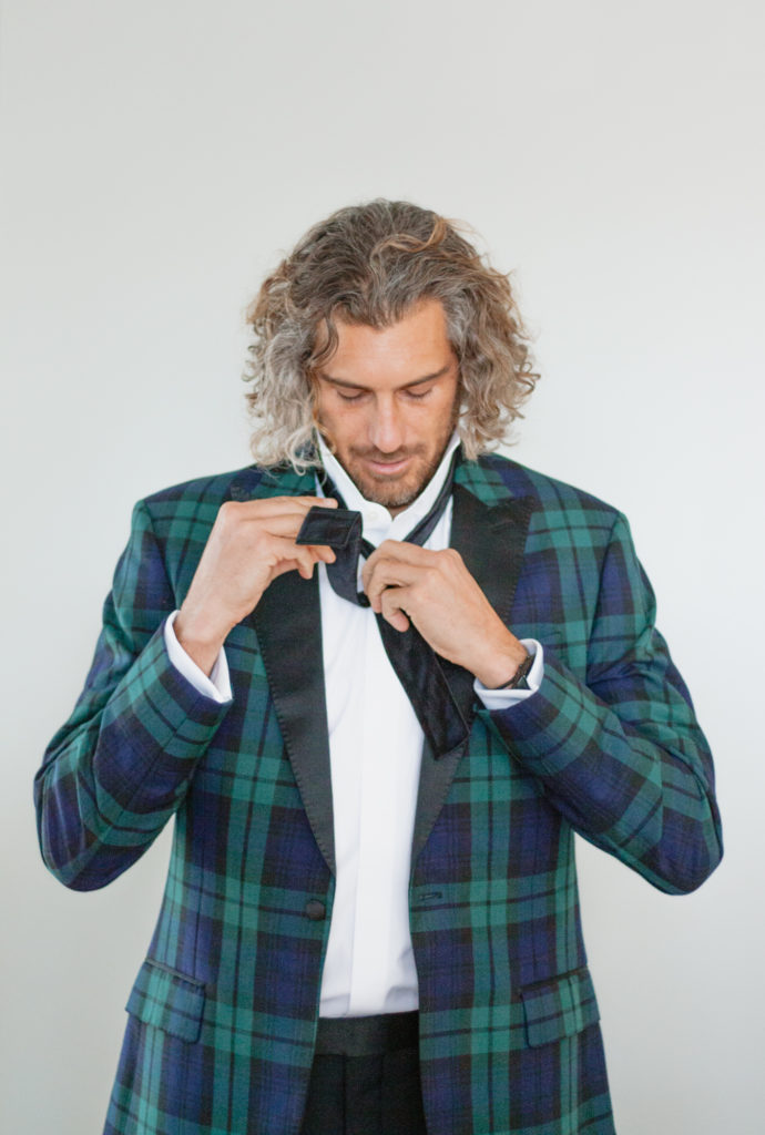 Rachel Christopherson San Luis Obispo Boho Beach Wedding Groom Getting Ready Bow Tie