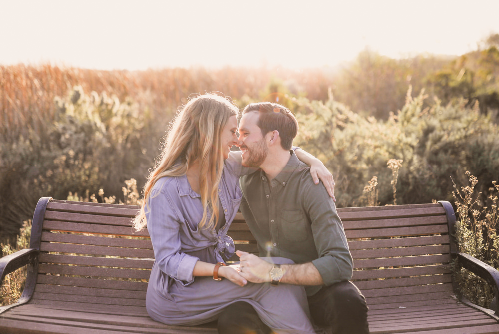 Rachel Christopherson San Diego Wedding Anniversary Photos Bench Sitting