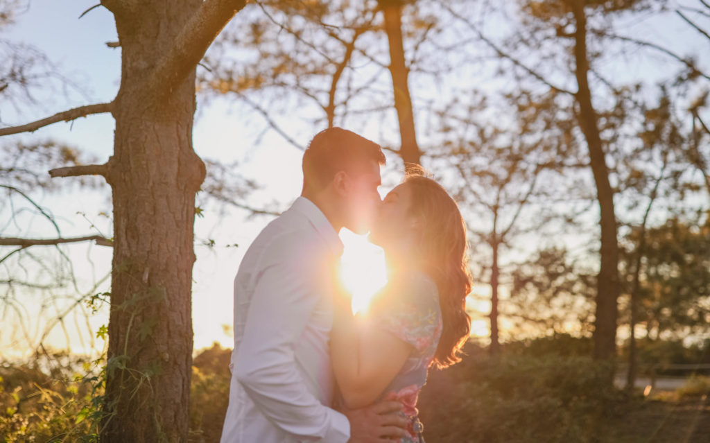 Rachel Christopherson Torrey Pines San Diego Engagement Forest Kiss Sunset