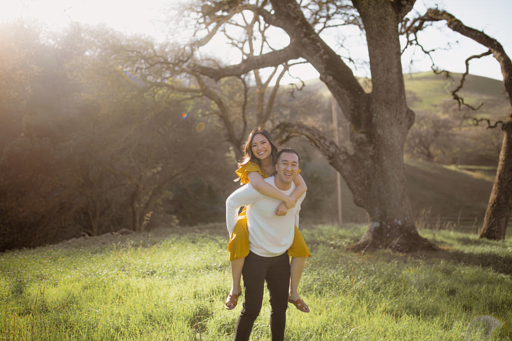 Rachel Christopherson Walnut Creek Mount Diablo Engagement Piggy Back Ride