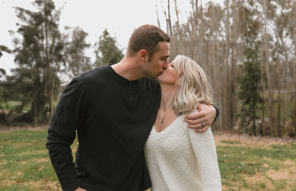 Rachel Christopherson Sacramento Fall Winter Engagement Session Kiss