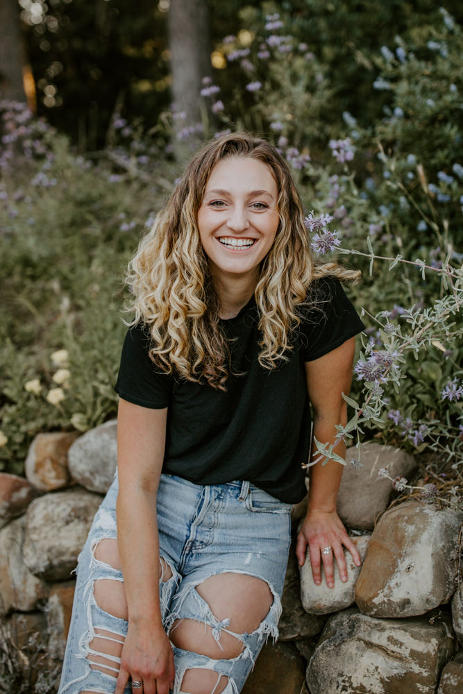 UC Davis Arboretum Portrait Session Sacramento portrait session garden shoot curly hair photos portrait shoot outfit inspo lifestyle photoshoot Sacramento headshot curly hair headshot portrait sitting pose Rachel Christopherson photography 