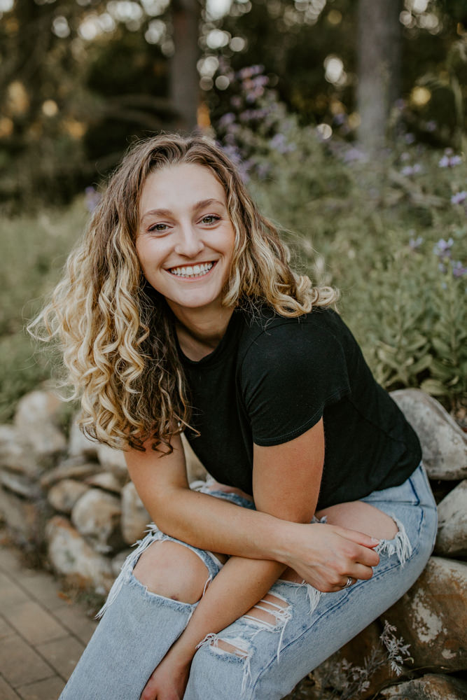 UC Davis Arboretum Portrait Session Sacramento portrait session garden shoot curly hair photos portrait shoot outfit inspo lifestyle photoshoot Sacramento headshot golden curly hair headshot Rachel Christopherson photography 