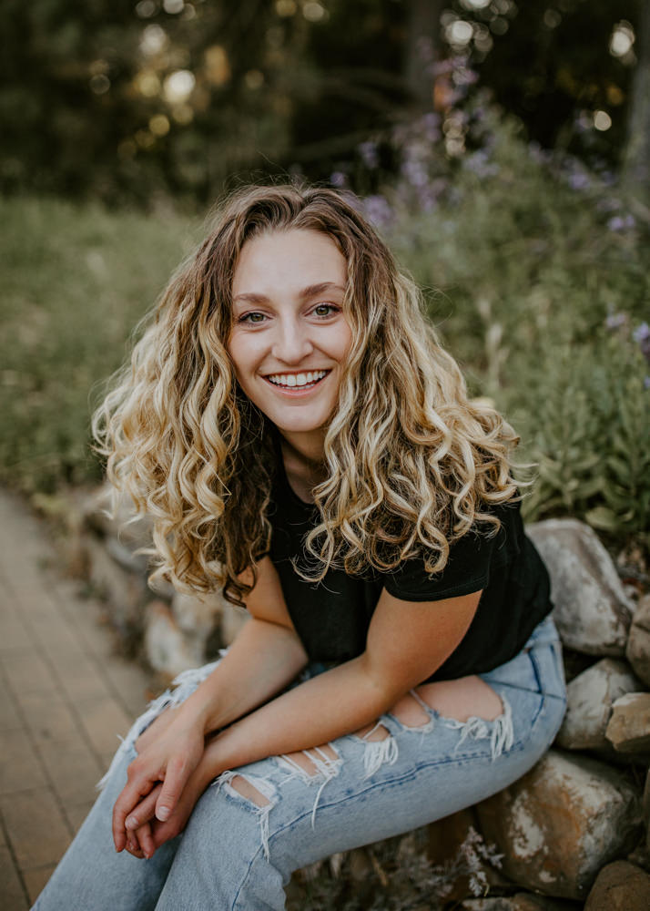 UC Davis Arboretum Portrait Session Sacramento portrait session garden shoot curly hair photos portrait shoot outfit inspo lifestyle photoshoot Sacramento headshot blonde curly hair headshot Rachel Christopherson photography 