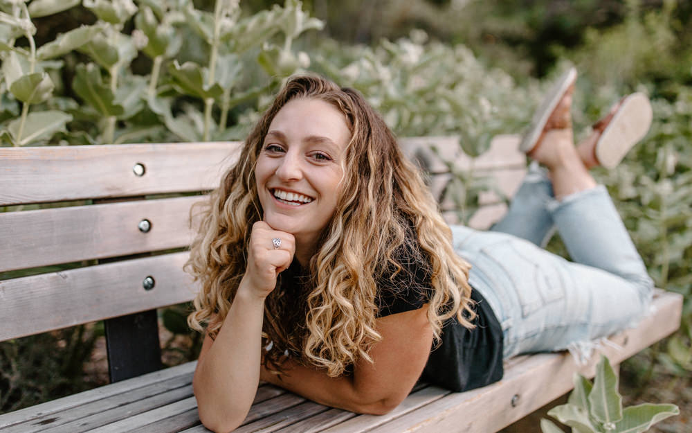 UC Davis Arboretum Portrait Session Sacramento portrait session floral garden shoot curly hair photos portrait shoot outfit inspo lifestyle photoshoot Sacramento headshot curly hair headshot Rachel Christopherson photography 