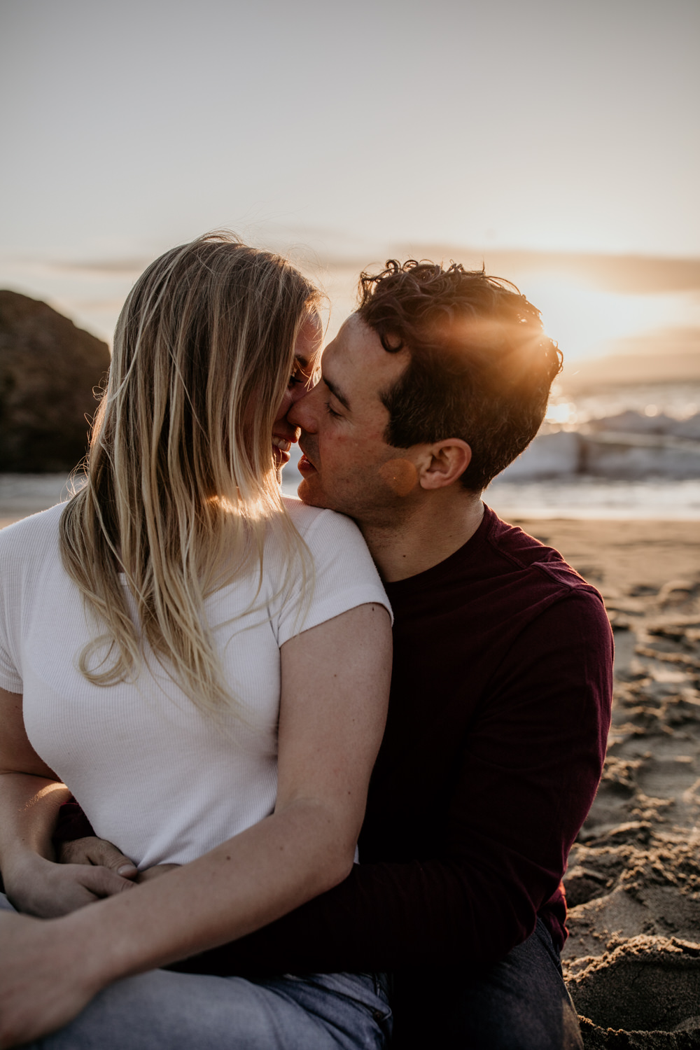San Francisco engagement session Lands End engagement photos Sutro Baths golden hour photos photos couples beach sunset posing inspo engagement session outfit Inspo free spirit engagement photos wild and free engagement session bay area bride Rachel christopherson Photography