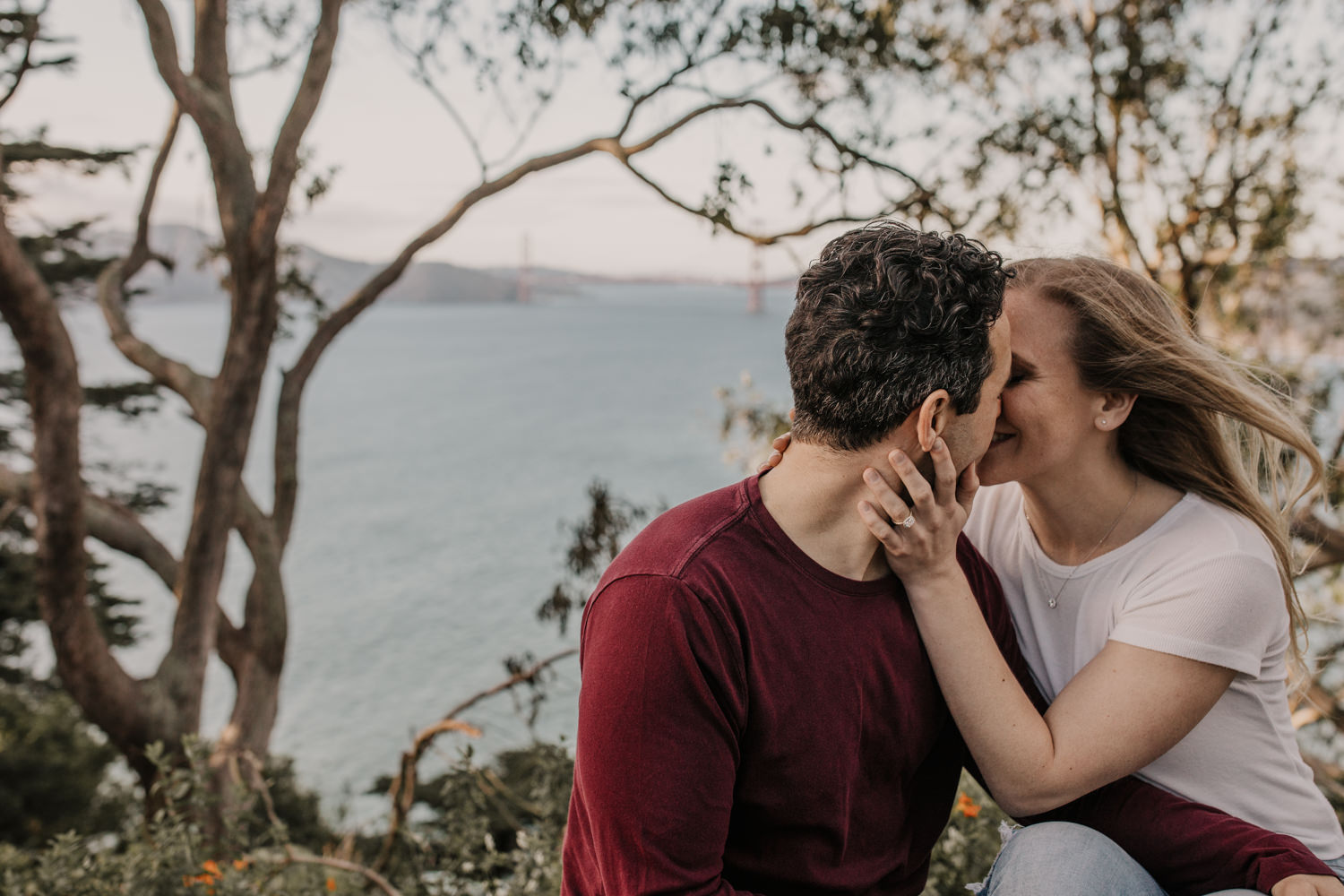 San Francisco Golden Gate Bridge Engagement Session couples posing inspo engagement session outfit Inspo free spirit engagement photos wild and free engagement session bay area bride Rachel christopherson Photography