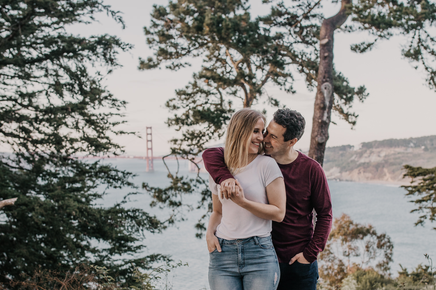San Francisco Golden Gate Bridge Engagement Session creative golden gate bride photo couples posing inspo engagement session outfit Inspo free spirit engagement photos wild and free engagement session bay area bride Rachel christopherson Photography