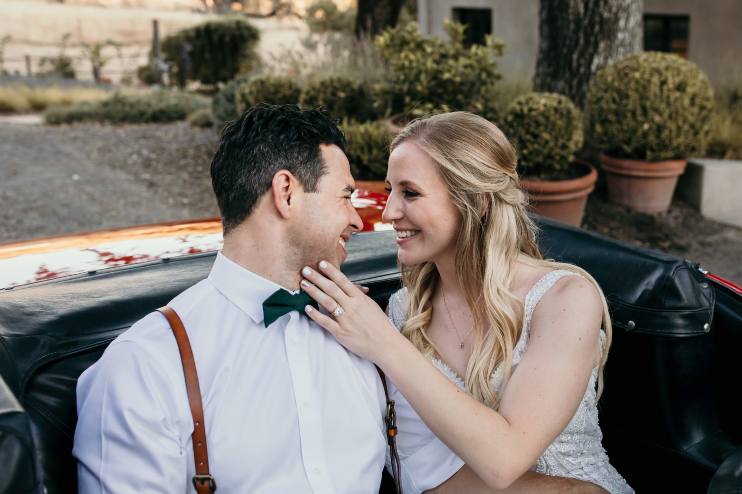 Sonoma micro wedding / winery micro wedding / Sonoma elopement / Sonoma intimate wedding / Sonoma California micro wedding / villa estate wedding / how to have a micro wedding / tips for planning a micro wedding / best places to have a micro wedding in Northern California / Rachel Christopherson Photography  / wedding vintage car / vintage red mustang at wedding 