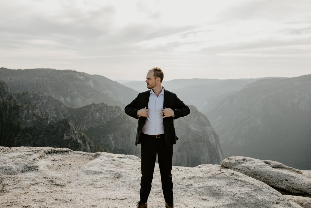 Yosemite Taft Point elopement / Yosemite adventure elopement / taft point elopement / best places to elope in California / Yosemite micro wedding / Yosemite intimate wedding / taft point micro wedding / taft point wedding / adventure elopement Inspo  / Yosemite wedding Inspo / adventurous California elopement / tips for eloping at taft point / Rachel Christopherson Photography  / Yosemite groom / Yosemite groom photos 