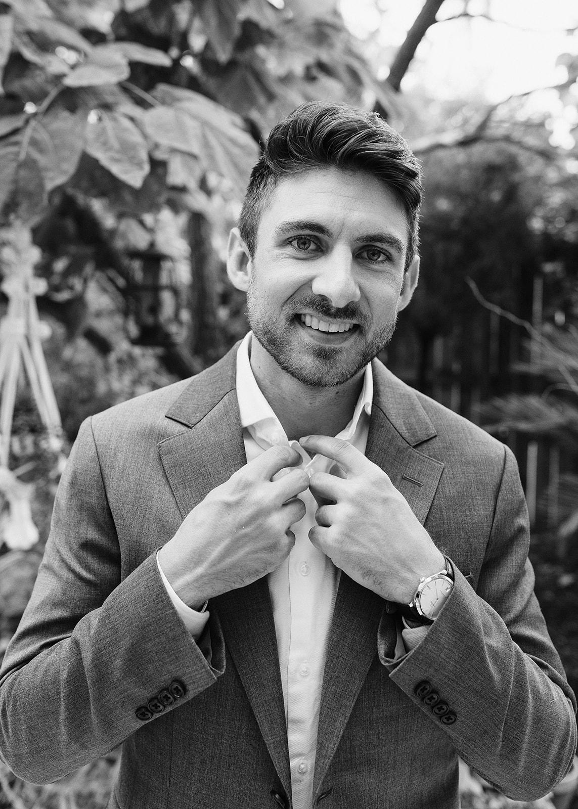 Sacramento Micro Wedding - Rachel Christopherson Photography / black and white groom photo
