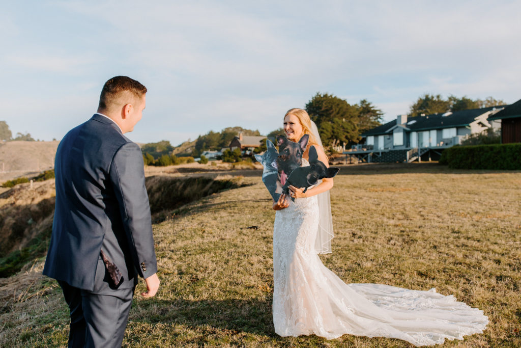 wedding first look with dogs, Mendocino elopement, mendocino wedding, christmas elopement, best places to elope in california, norcal elopement, northern california elopement, elopement inspo, california coast elopement, mendocino california elopement, Rachel Christopherson Photography 