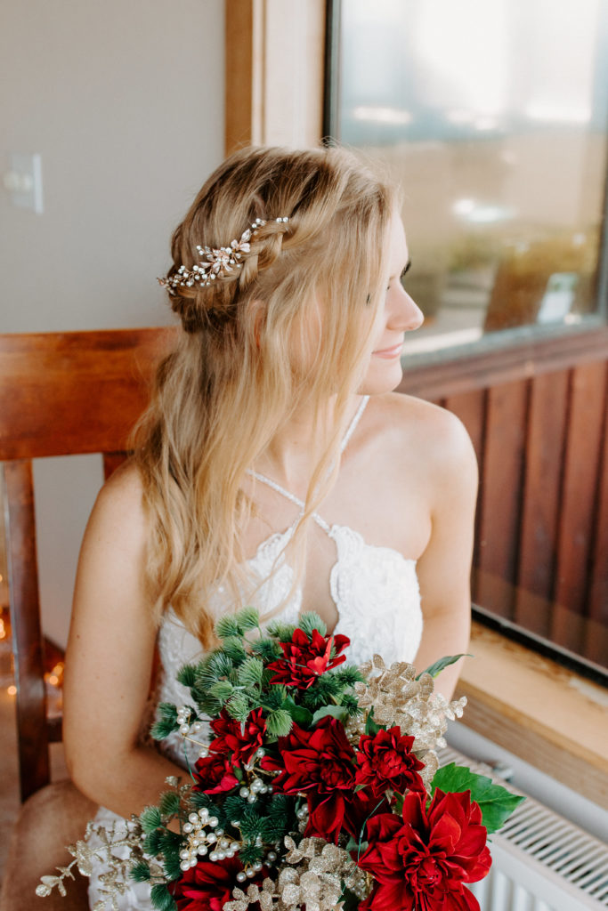 bridal hair, bridal braid, boho bridal hair, bridal hair half up, bridal comb, christmas elopement, best places to elope in california, norcal elopement, northern california elopement, elopement inspo, california coast elopement, Rachel Christopherson Photography