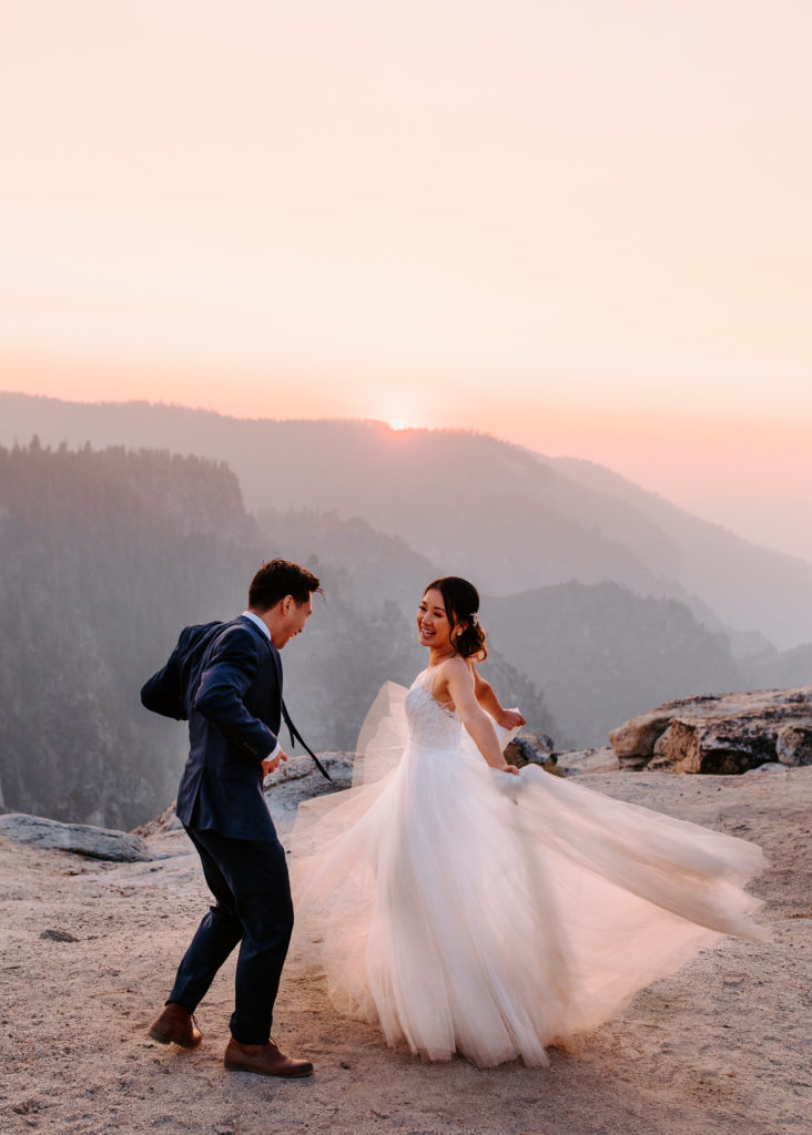 bride and groom dancing at Taft Point, Taft Point elopement, Yosemite Elopement, Glacier Point Elopement, best places to elope in california, northern california elopement, Rachel Christopherson Photography