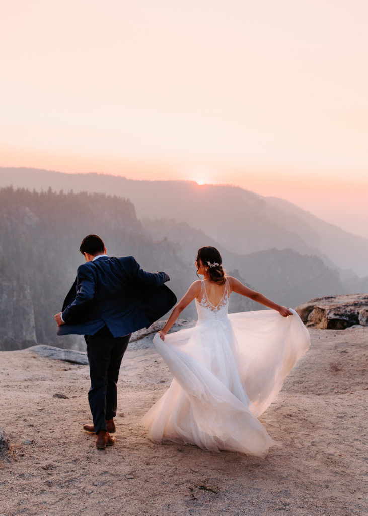 bride and groom dancing at Taft Point, Taft Point elopement, Yosemite Elopement, Glacier Point Elopement, best places to elope in california, northern california elopement, Rachel Christopherson Photography