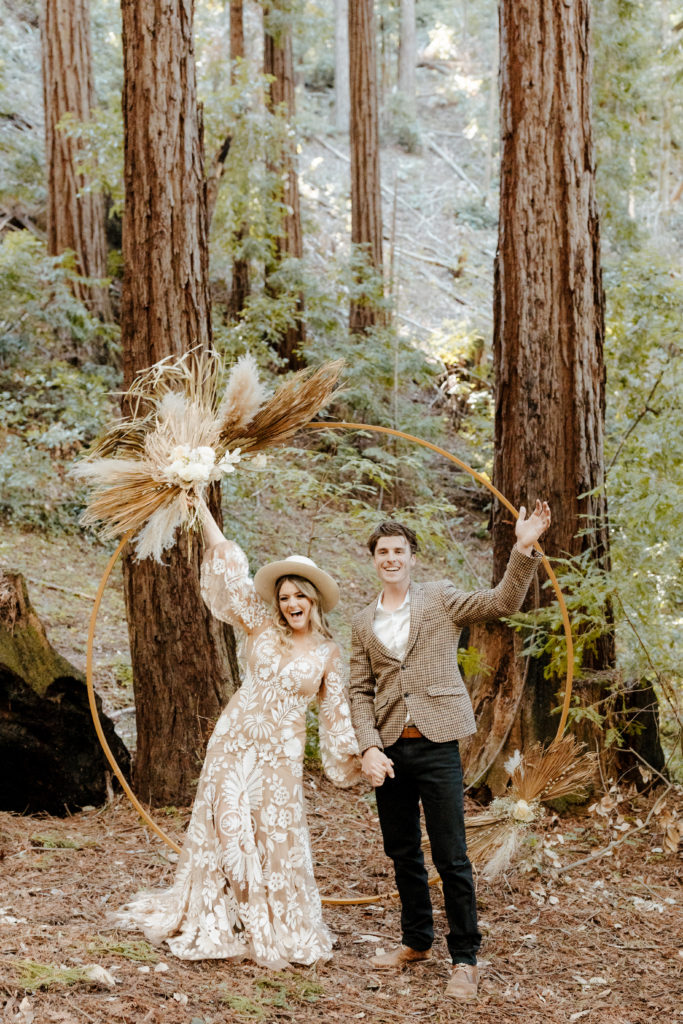 bridal hat, California Redwoods wedding, Santa cruz wedding, santa cruz elopement, santa cruz wedding photographer, big sur elopement, big sur wedding, boho bride, california boho elopement, boho wedding dress, best places to elope in California, California elopement, California forest elopement, boho bride inspo, santa cruz wedding photographer, big sur wedding photographer, Rachel Christopherson Photography